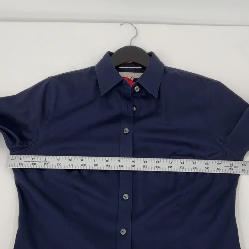 Banana Republic Button Front Shirt Navy Size 8 Stretch Cotton Tailored Fit - Picture 8 of 12